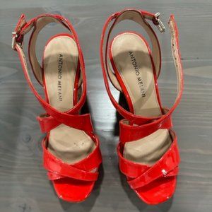 Antonio Melanie Orange Wedge Size 6